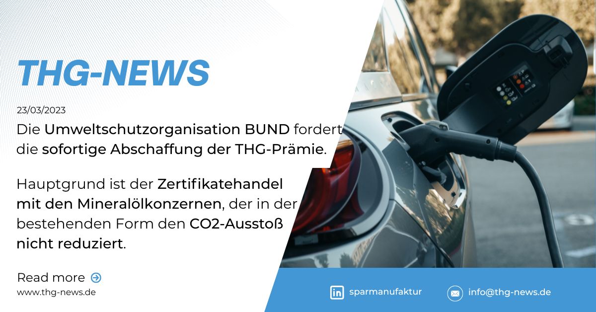 BUND fordert Ende der THG-Prämie