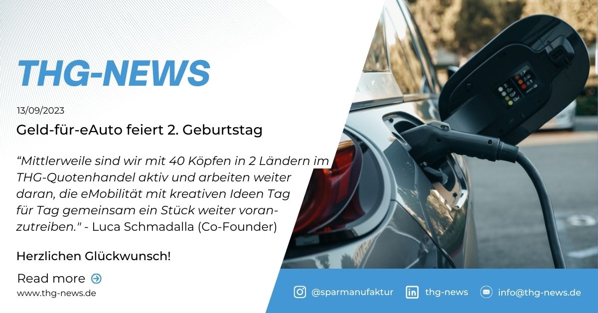 GELD-FÜR-eAUTO feiert 2. Geburtstag